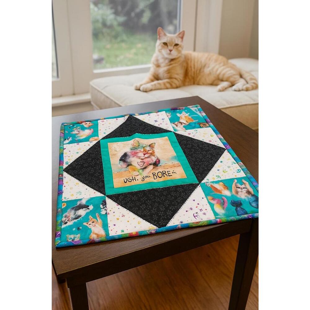 Colorful Cat-Themed Handmade Quilt